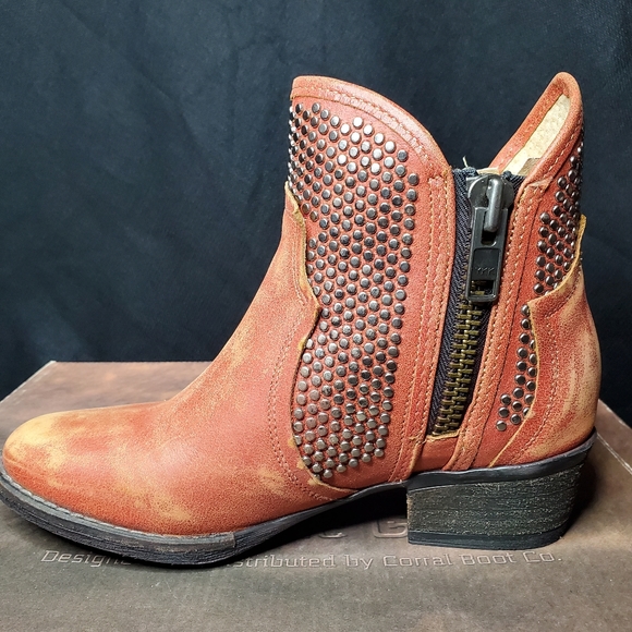 Circle G Corral Womens Studded Booties Ankle Boots Ladies 6.5M Orange Q0125 NEW - Picture 6 of 14